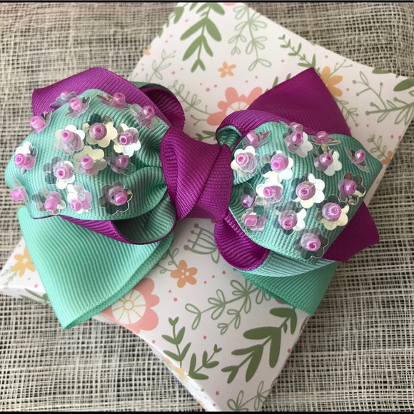 Handmade detailed hair bow clips, hair bow elastic - Picture 2 of 5
